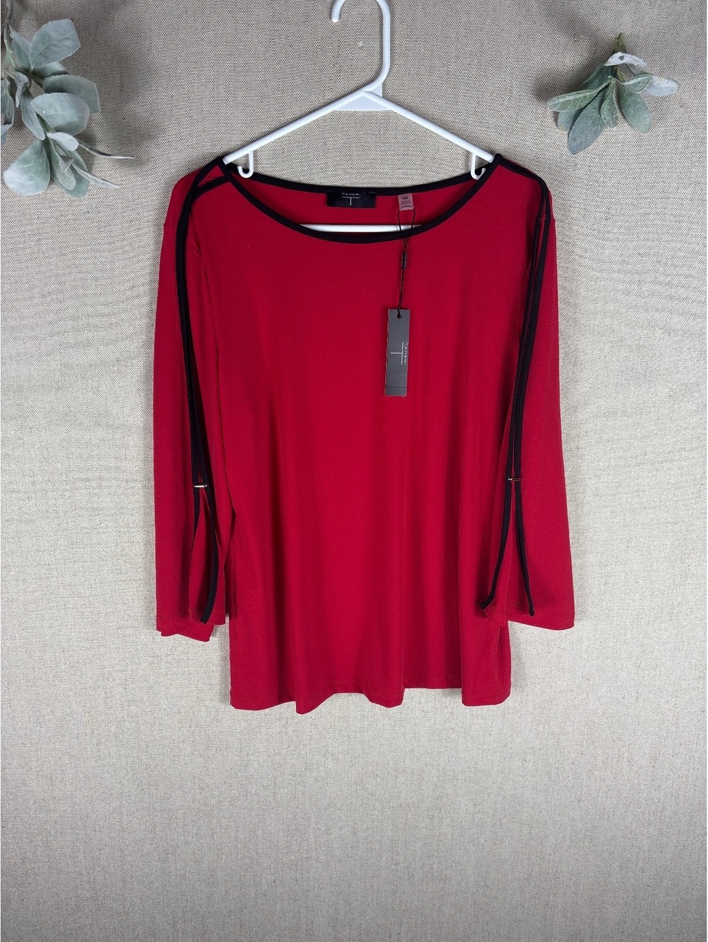 Tahari > New with Tags Red Long Sleeve Top Medium